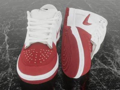 NIKE SB DUNK LOW SUPREME VARSITY RED Low-poly 3D model