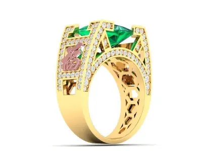 Luxury Emerald Diamond Ring for Men  406 3D print model