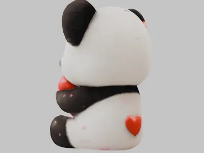 Cute Panda Bear Heart Valentin Low-poly 3D model