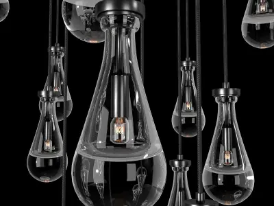 Rain Round Chandelier 60 RH 3D model