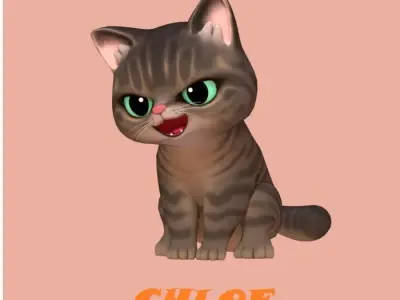 Cartoon Moggie Low-poly 3D model