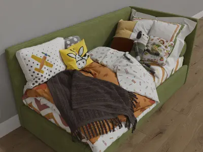 Single Beds 02 GIRLS and BOY 3D model