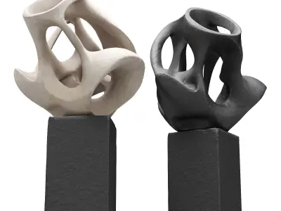 Twisted holes sculpture Low-poly 3D model