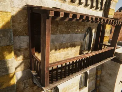 Wooden Balconies Collection Low-poly 3D model