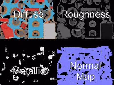 Charming Blue House model pack Low-poly 3D model