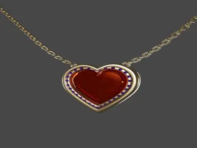 Ruby heart  Necklace 3D print model