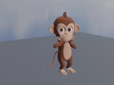 Cartoon monkey RIGGED Low-poly 3D model Low-poly 3D model