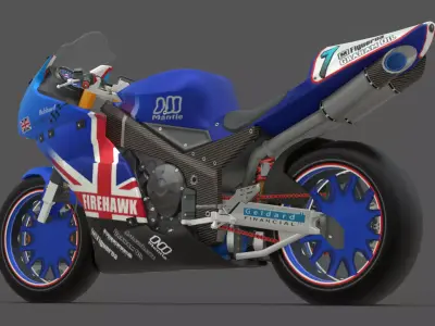 Firehawk GP Competition Racing Motorcycle 3D Model Low-poly 3D model