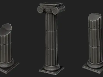 Stylized Roman Columns Ruins 3D model
