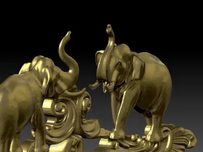 Lion Handle With Elephant Back Royal Ancient Chair 3D model