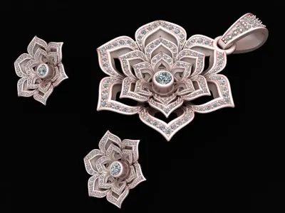 FLORAL ELEGANCE LOCKET SET 3D PRINTABLE MODEL 3D print model