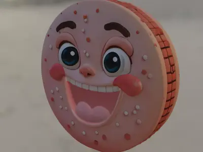 Cartoon Cookie Character Low-poly 3D model