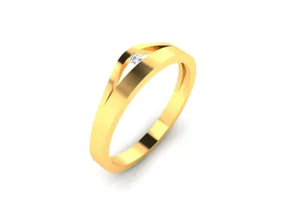 Band 3dm Render Details gold ring with diamond 3D print model