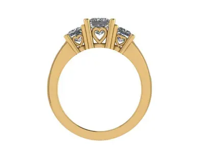 Ring117 three stone princess cut engagement ring gold 3D print model