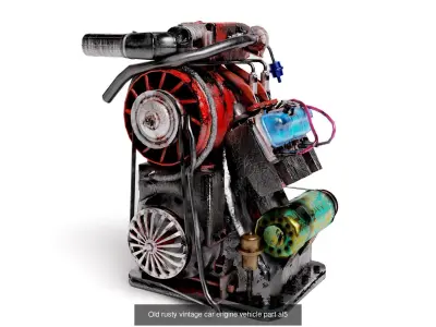 Collection of rusty damaged car engines da1 al5 3D Model Pack