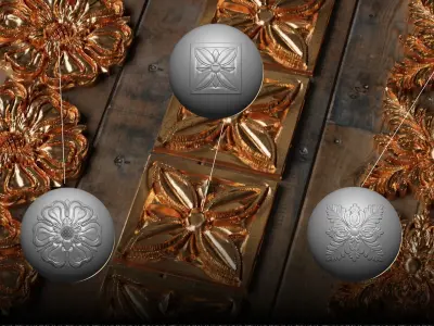 10 Seamless Trim Ornament Brushes  3D model