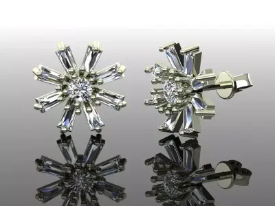 Women Diamond Earrings 3D print model 20