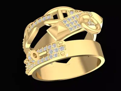Luxury Chain Lock Ring  2636 3D print model
