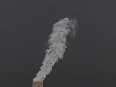 Smoke from a chimney from a thermal power plant Free 3D model