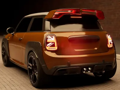 Low poly Mini CooperJCWGP 2020 without logo Low-poly 3D model