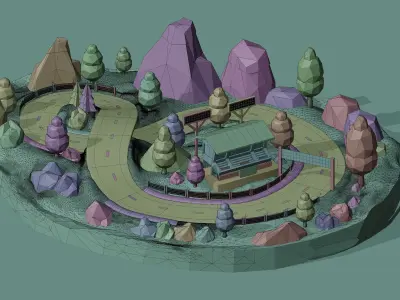 Lowpoly Race Track - Free Low-poly 3D model