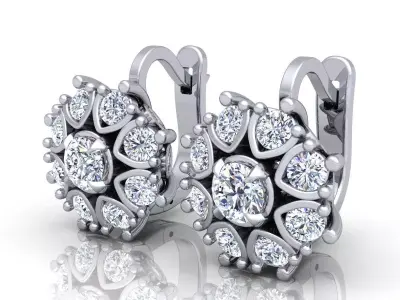 Genuine Emerald Diamond Anzor Style Earrings 3D print model