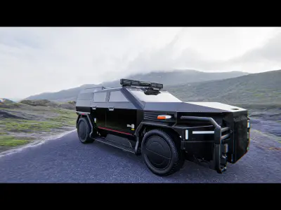 Futuristic Armored Tactical SUV Low-poly 3D model