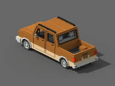 Voxel Long Pickup Low-poly 3D model