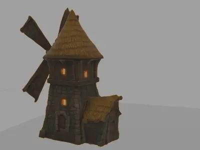 Windmill Haven  Low-Poly Stylized 3D Scene for Games Low-poly 3D model