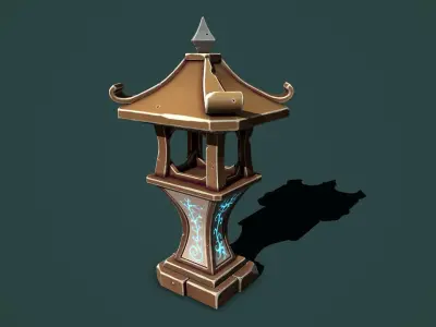 Fantasy stone sanctuary Low-poly 3D model
