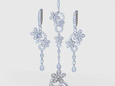  Ring Earring and Pendant Set 3D printable model 0081 3D Model Pack