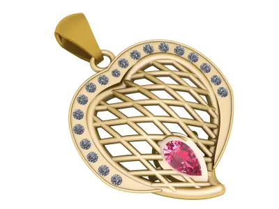 PINK SAPPHIRE HEART PENDANT 3D PRINTABLE MODEL 3D print model