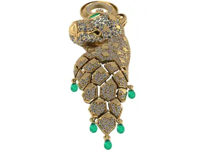 Panther pendant 3D printable for gold and silver 3D print model