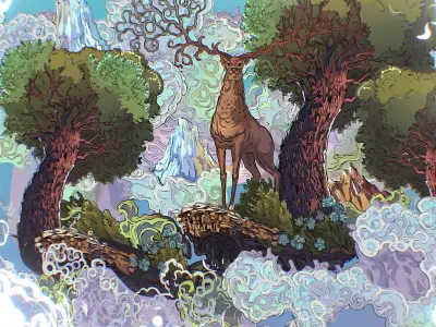 Landscape North Europe Scene Vector Paralax Low-poly 3D model