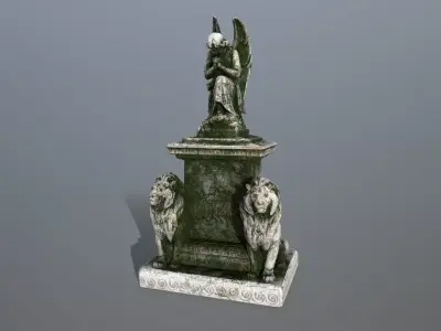 statue 4 lion Low-poly 3D model