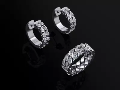 Cuban Ring and Earrings 3D print model