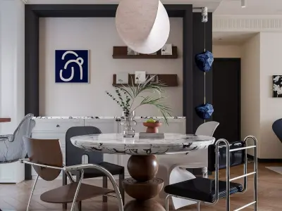 Modern living room dining room interior scenes 113 3D model