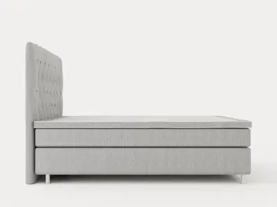 Superior Luxury Continental Bed180x200 Cm Light Gray Silver Low-poly 3D model