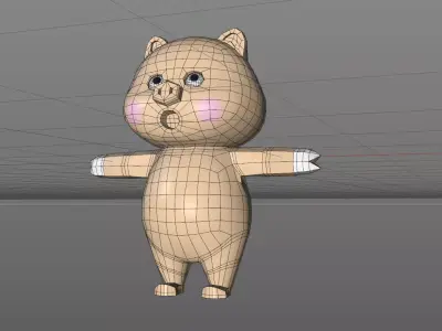  Selling cute pigs---C4D modeling binding 3D model