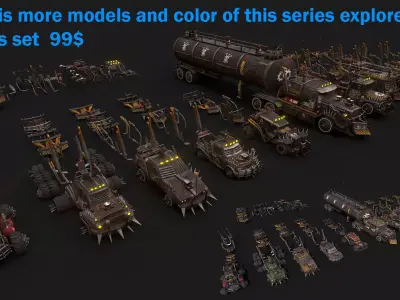 Apocalyptic Buggy Modular Pack Low-poly 3D model
