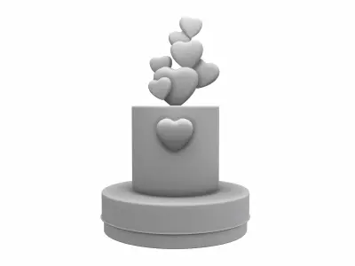 Cake with Hearts decor 3D model