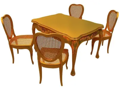 classical Dining set Low-poly 3D model