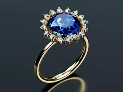 Gold Pearl Ring 3D model