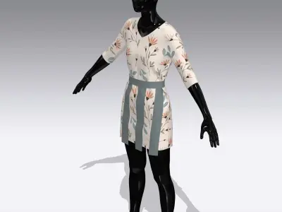 Female Cloth Dress Low-poly 3D model