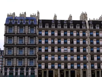 Paris 3 module Building Pack Free low-poly 3D model