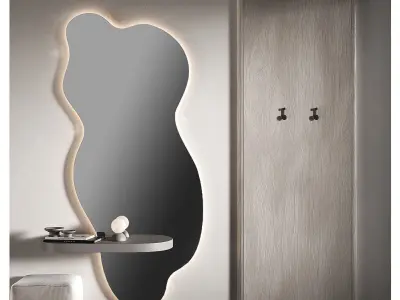 Hallway furniture kit Wavy shape large mirror 3D model