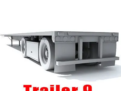 Set of Truck 4 Trailers 3D model