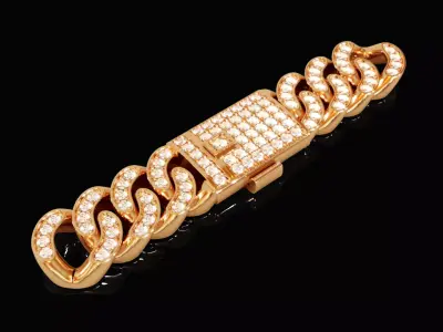 Diamond Cuban bracelet 9 3D print model
