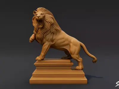 Lion Statue V9 Low-poly 3D model