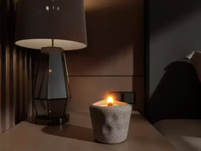 Candle with animated volumetric flame Low-poly 3D model